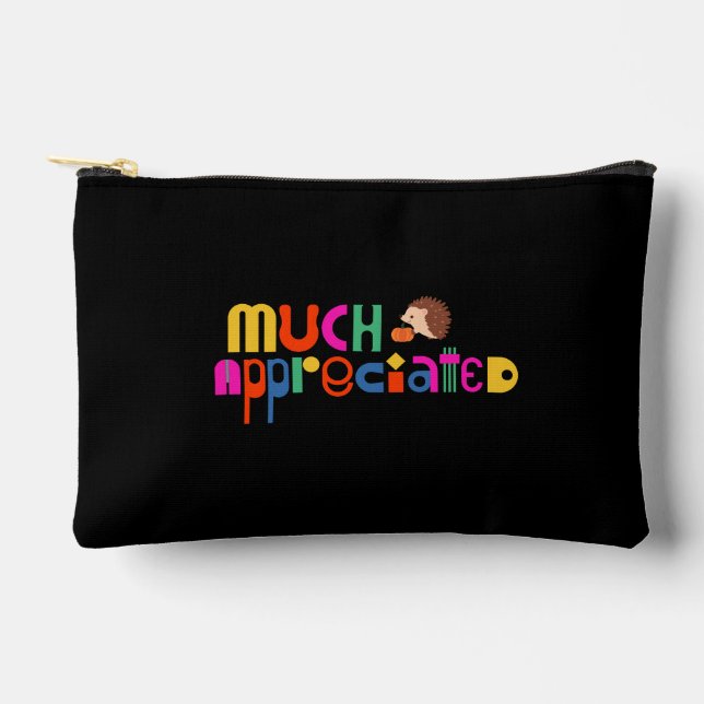 Personalised Colourful Thank you theme on black Accessory Pouch (Front)