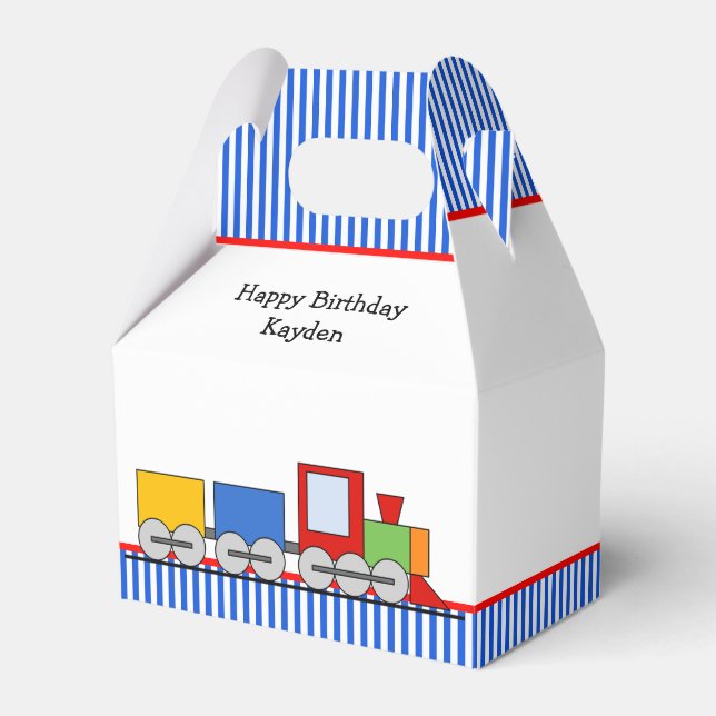 Personalised Colourful Train Birthday Favour Box (Front Side)