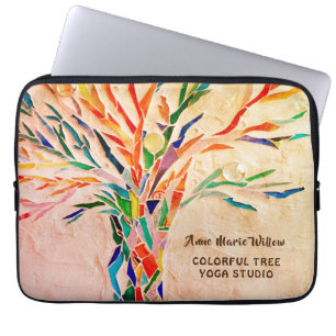 Personalised Colourful Tree Beige Laptop Sleeve