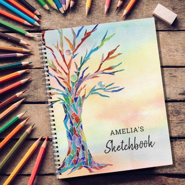 Personalised Colourful Tree Sketchbook Notebook (Creator Uploaded)