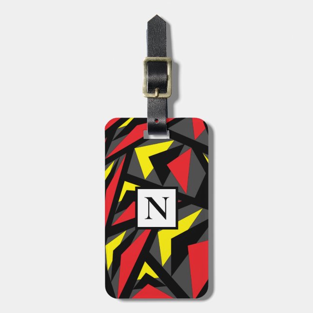 Personalised Colourful Triangle Stripes Pattern Luggage Tag (Front Vertical)