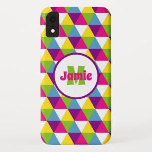 Personalised Colourful Triangles Pattern iPhone XR Case