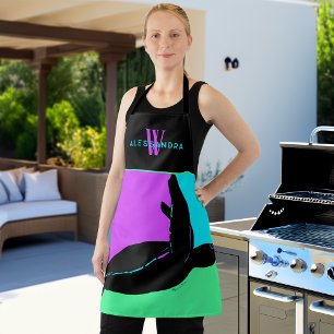 Personalised Colourful Tropical Sea Turtle Monogra Apron