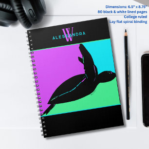 Personalised Colourful Tropical Sea Turtle Monogra Notebook
