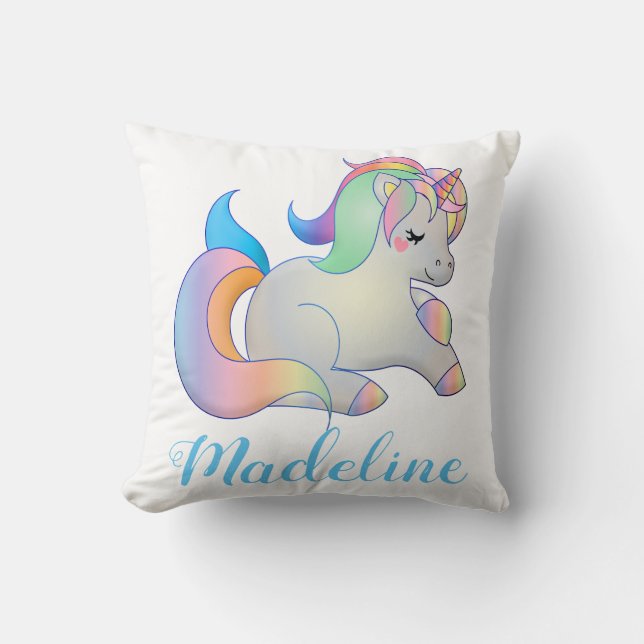 Personalised Colourful Unicorn Cushion (Front)