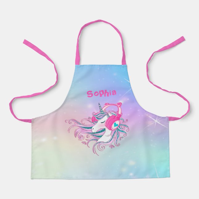 Personalised Colourful Unicorn Cute Apron (Front)