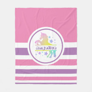 Personalised Colourful Unicorn Fleece Blanket