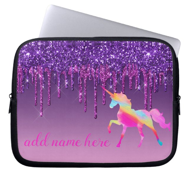Personalised Colourful Unicorn  Laptop Sleeve (Front)