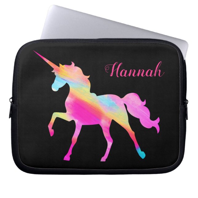 Personalised Colourful Unicorn  Laptop Sleeve (Front)