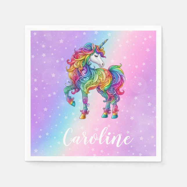 Personalised Colourful unicorn magic  Napkin (Front)