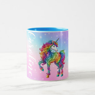 Personalised Colourful unicorn magic Two-Tone Coffee Mug