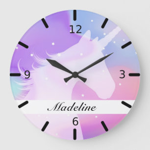 Personalised Colourful Unicorn Silhouette Large Clock