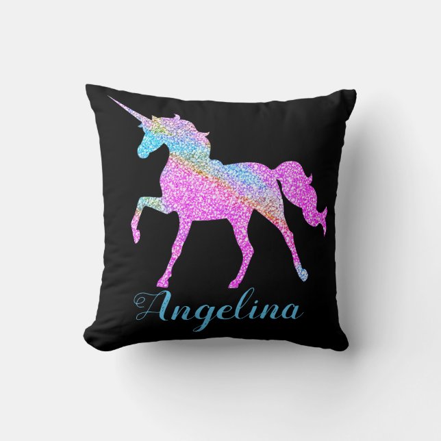 Personalised Colourful Unicorn Throw Pillow (Front)