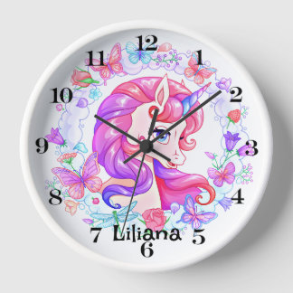 Personalised Colourful Unicorn Wall Clock