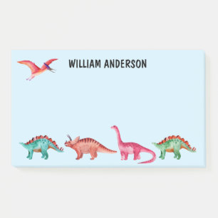 Personalised Colourful Watercolor Dinosaur  Post-it Notes