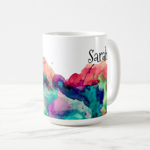 Personalised Colourful Watercolor Paint Splatter 2 Coffee Mug