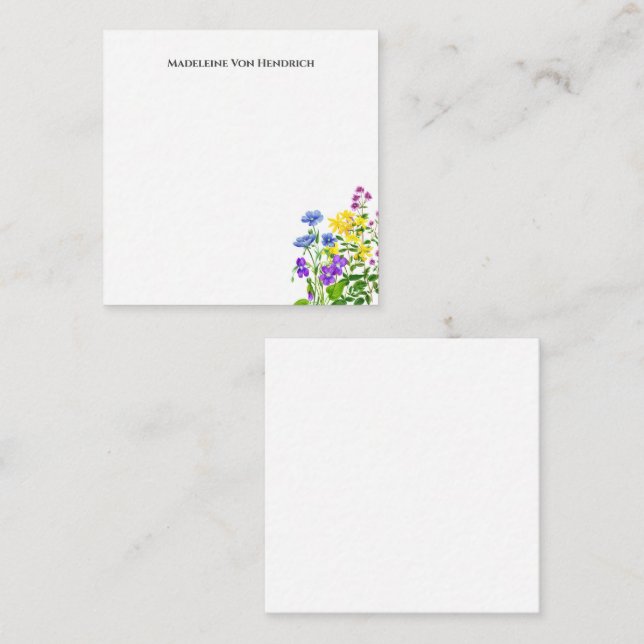 Personalised Colourful Watercolor Wild Flowers Card (Front/Back)