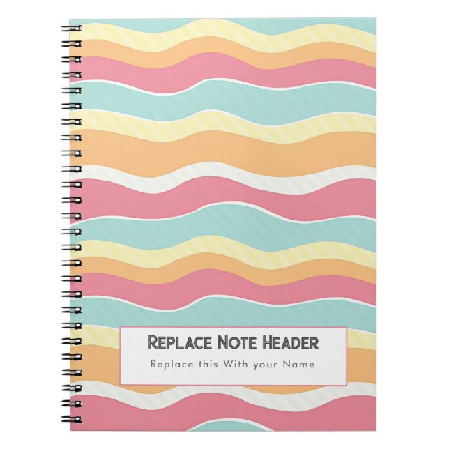 Personalised Colourful Wave Patterned  Notebook (Front)