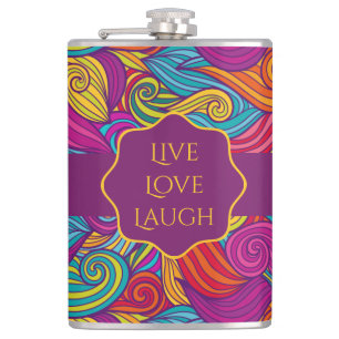 Personalised Colourful Wavy Stripe Swirls Pattern Hip Flask