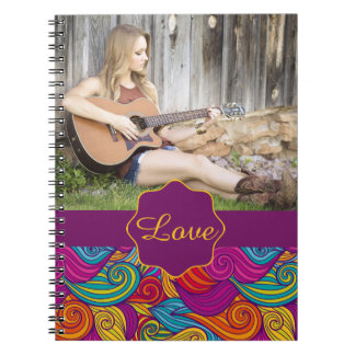 Personalised Colourful Wavy Stripe Swirls Pattern Notebook