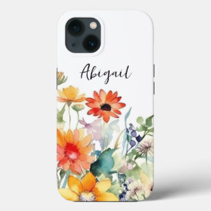 Personalised Colourful Wildflowers Vibrant Flower iPhone 13 Case
