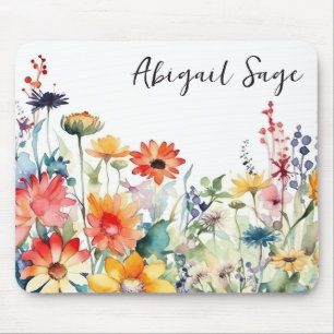 Personalised Colourful Wildflowers Vibrant Flower Mouse Mat