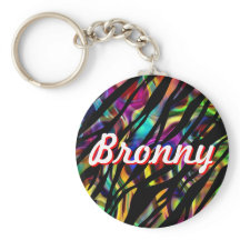 Personalised Colourful Zebra Design Keychain