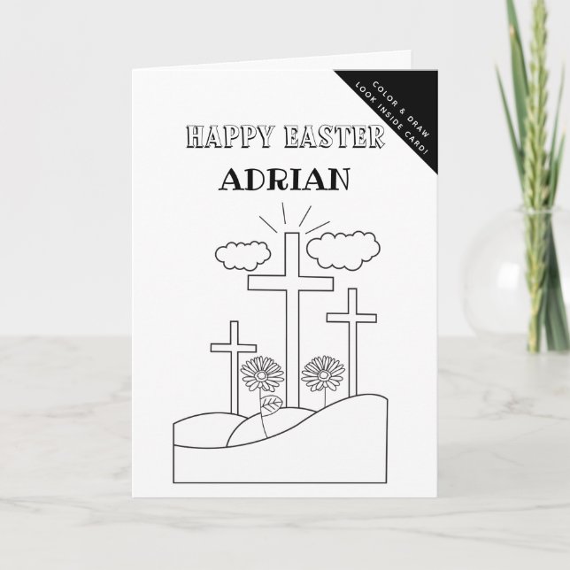 Personalised Colouring & Drawing Easter Religious  Holiday Card (Front)
