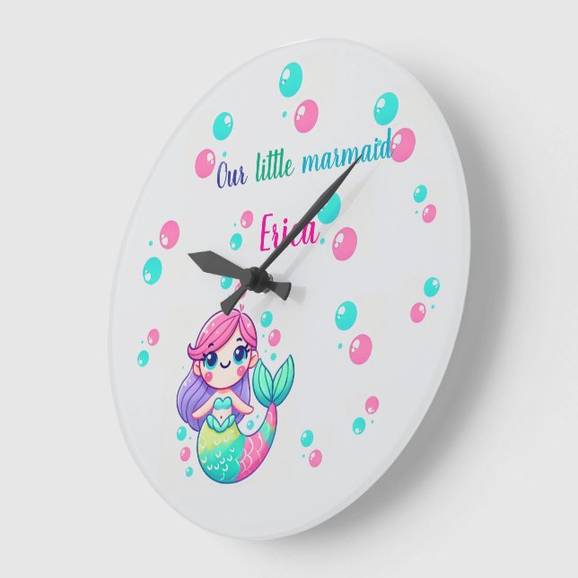 Personalised Colourized Mermaid Wall Clock (Angle)