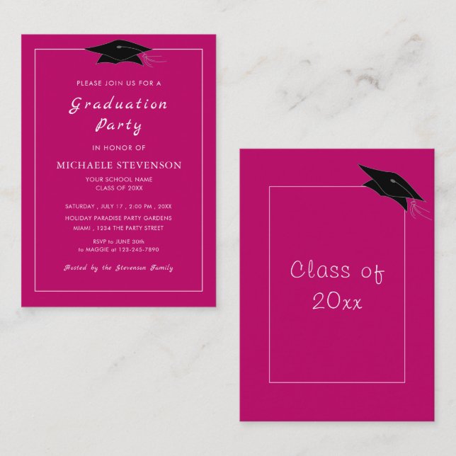 Personalised Colours Graduation Invitation + Class (Front/Back)