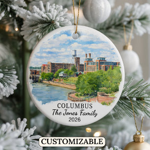 Personalised Columbus Ornament, Custom Georgia Ceramic Tree Decoration