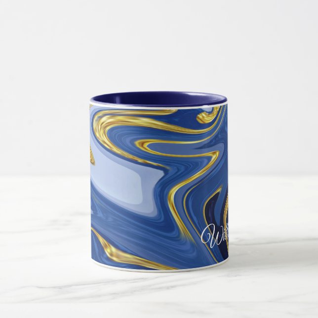 Personalised Combo Mug: Blue & Gold Accents Mug (Center)