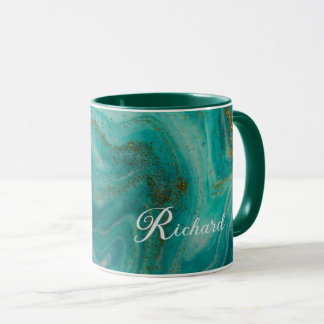 Personalised Combo Mug: Green, & Gold Accents Mug