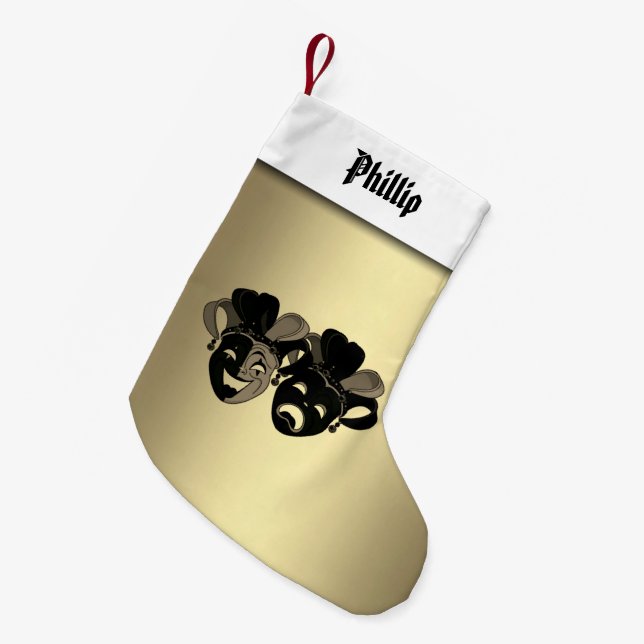 Personalised Comedy Tragedy Theatre Masks Small Christmas Stocking (Front (Hanging))