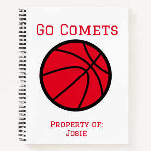 Personalised Comets Red Basketball Spiral Notebook