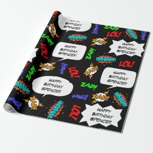 Personalised Comic Birthday Wrapping Paper