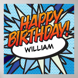 Personalised Comic Book HAPPY BIRTHDAY! Poster