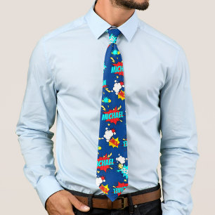 Personalised Comic Book Pop Art Blue Tie