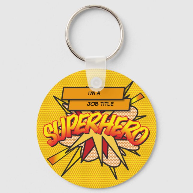 Personalised Comic Book Pop Art I'M A... SUPERHERO Key Ring (Front)