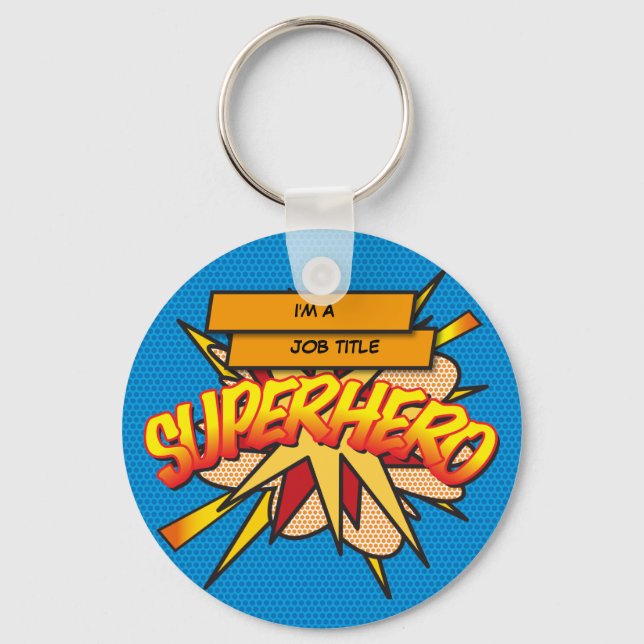 Personalised Comic Book Pop Art I'M A... SUPERHERO Key Ring (Front)
