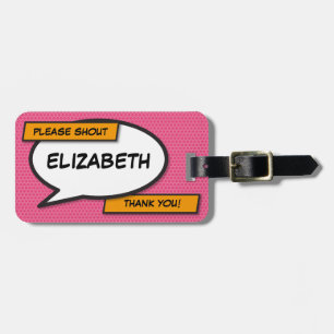 Personalised Comic Book Pop Art Speech Bubble Luggage Tag