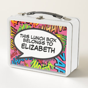 Personalised Comic Book Pop Art Speech Bubble Metal Lunch Box
