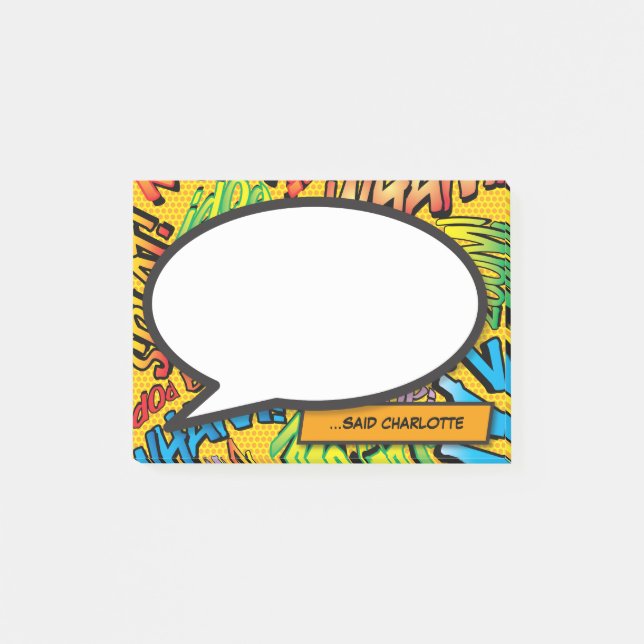 Personalised Comic Book Speech Bubble Fun Post-it Notes (Front)