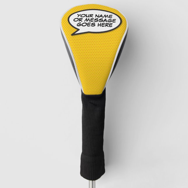 Personalised Comic Book Speech Bubble Golf Head Cover (Front)