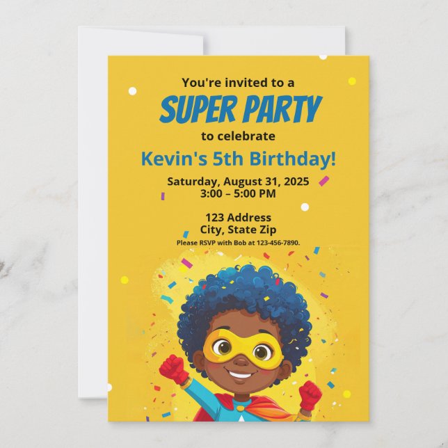 Personalised Comic Book Style Super Hero Invitatio Invitation (Front)