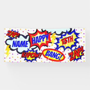Personalised Comic Book Super Hero Party Banner