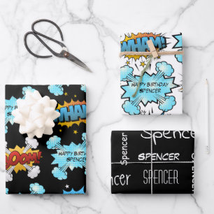 Personalised Comic Book Wrapping Paper Sheet