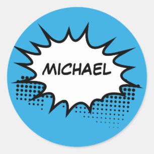 Personalised Comic Classic Round Sticker