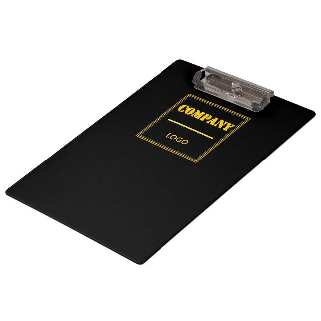 Personalised Company Black Modern Custom Business Clipboard (Angled)