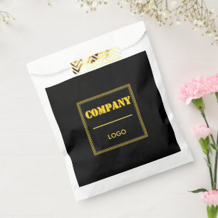 Personalised Company Black Modern Custom Business Favour Bags